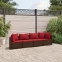Set de sofás de jardín 4 pzas y cojines ratán sintético marrón by , Garden sets - Ref: Foro24-3308461, Price: 265,76 €, Disco...