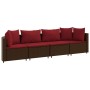 Gartensofagarnitur 4-teilig mit braunen Polstern aus synthetischem Rattan. von , Gartensets - Ref: Foro24-3308461, Preis: 276...