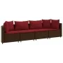 Set de sofás de jardín 4 pzas y cojines ratán sintético marrón by , Garden sets - Ref: Foro24-3308461, Price: 265,76 €, Disco...