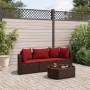 Gartensofagarnitur 4-teilig mit braunen Polstern aus synthetischem Rattan. von , Gartensets - Ref: Foro24-3308365, Preis: 257...