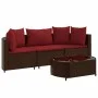 Set de sofás de jardín 4 pzas y cojines ratán sintético marrón by , Garden sets - Ref: Foro24-3308365, Price: 246,72 €, Disco...