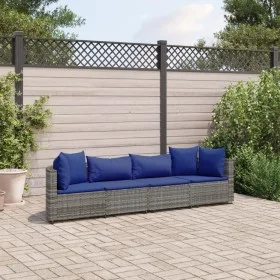 Set de sofás de jardín 4 pzas y cojines ratán sintético gris by , Garden sets - Ref: Foro24-3308463, Price: 265,14 €, Discoun...