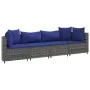 Set de sofás de jardín 4 pzas y cojines ratán sintético gris by , Garden sets - Ref: Foro24-3308463, Price: 265,14 €, Discoun...