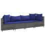 Set de sofás de jardín 4 pzas y cojines ratán sintético gris by , Garden sets - Ref: Foro24-3308463, Price: 268,29 €, Discoun...