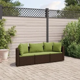 Set sofás de jardín 3 piezas y cojines ratán sintético marrón by , Garden sets - Ref: Foro24-3308454, Price: 277,65 €, Discou...