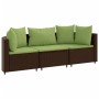 Set aus 3-teiligen Gartensofas und Kissen aus braunem Kunststoff-Rattan. von , Gartensets - Ref: Foro24-3308454, Preis: 282,0...
