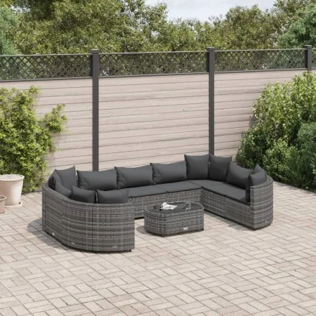 Set de sofás de jardín y cojines 10 pzas ratán sintético gris by , Garden sets - Ref: Foro24-3308402, Price: 618,73 €, Discou...