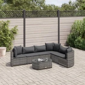 Set de sofás de jardín 7 pzas con cojines ratán sintético gris de , Conjuntos de jardín - Ref: Foro24-3308378, Precio: 459,06...