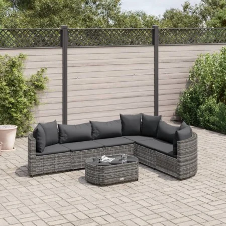 Set de sofás de jardín 7 pzas con cojines ratán sintético gris by , Garden sets - Ref: Foro24-3308378, Price: 459,06 €, Disco...