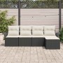 Conjunto de sofá de jardín con cojín 5 pcs Negro Poliratán