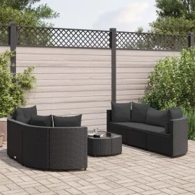 Set de sofás de jardín 7 pzas con cojines ratán sintético negro by , Garden sets - Ref: Foro24-3308435, Price: 498,57 €, Disc...