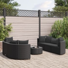 Set de sofás de jardín 7 pzas con cojines ratán sintético negro de , Conjuntos de jardín - Ref: Foro24-3308435, Precio: 527,9...