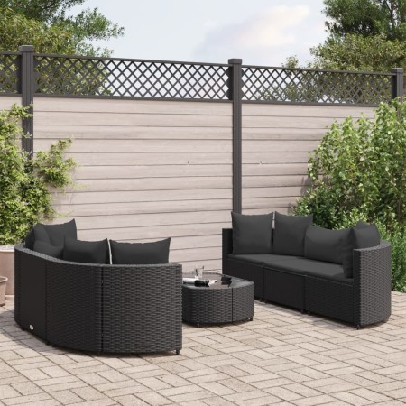 Set de sofás de jardín 7 pzas con cojines ratán sintético negro by , Garden sets - Ref: Foro24-3308435, Price: 527,97 €, Disc...