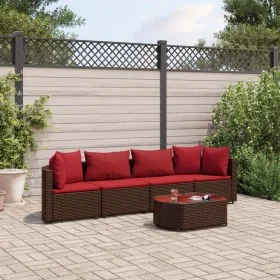 Set comedor de jardín 5 piezas y cojines ratán sintético marrón by , Garden sets - Ref: Foro24-3308373, Price: 302,10 €, Disc...