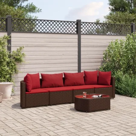 Garten-Essgruppe, 5-teilig, mit braunen Kunststoff-Rattan-Kissen. von , Gartensets - Ref: Foro24-3308373, Preis: 302,10 €, Ra...