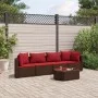 Garten-Essgruppe, 5-teilig, mit braunen Kunststoff-Rattan-Kissen. von , Gartensets - Ref: Foro24-3308373, Preis: 302,10 €, Ra...