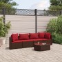 Set comedor de jardín 5 piezas y cojines ratán sintético marrón by , Garden sets - Ref: Foro24-3308373, Price: 327,04 €, Disc...