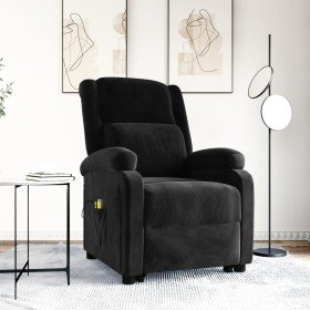 Sillón de masaje elevable terciopelo negro