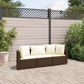 Set sofás de jardín 3 piezas y cojines ratán sintético marrón by , Garden sets - Ref: Foro24-3308449, Price: 212,05 €, Discou...