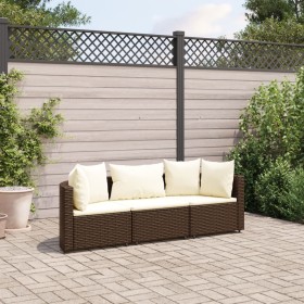 Set sofás de jardín 3 piezas y cojines ratán sintético marrón by , Garden sets - Ref: Foro24-3308449, Price: 211,76 €, Discou...