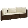 Set aus 3-teiligen Gartensofas und Kissen aus braunem Kunststoff-Rattan. von , Gartensets - Ref: Foro24-3308449, Preis: 211,7...