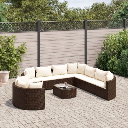 Set de sofás de jardín 10 pzas y cojines ratán sintético marrón by , Garden sets - Ref: Foro24-3308409, Price: 661,58 €, Disc...