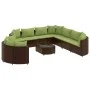 Set de sofás de jardín 10 pzas y cojines ratán sintético marrón by , Garden sets - Ref: Foro24-3308414, Price: 794,39 €, Disc...