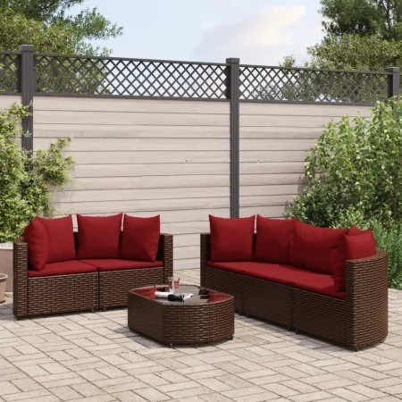 Set sofás de jardín 6 piezas y cojines ratán sintético marrón de , Conjuntos de jardín - Ref: Foro24-3308421, Precio: 398,34 ...