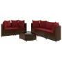 Set aus 6-teiligen Gartensofas und Kissen aus braunem Kunst-Rattan. von , Gartensets - Ref: Foro24-3308421, Preis: 417,35 €, ...