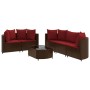 Set sofás de jardín 6 piezas y cojines ratán sintético marrón by , Garden sets - Ref: Foro24-3308421, Price: 415,60 €, Discou...