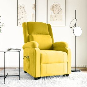 Sillón de masaje elevable terciopelo amarillo