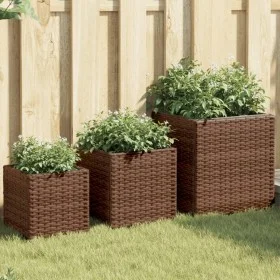 Jardineras 3 unidades ratán sintético marrón by , Pots and planters - Ref: Foro24-366396, Price: 82,96 €, Discount: %