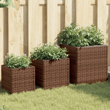 3 Pflanzgefäße aus braunem synthetischem Rattan von , Töpfe und Pflanzgefäße - Ref: Foro24-366396, Preis: 84,40 €, Rabatt: %