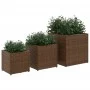Jardineras 3 unidades ratán sintético marrón by , Pots and planters - Ref: Foro24-366396, Price: 82,96 €, Discount: %