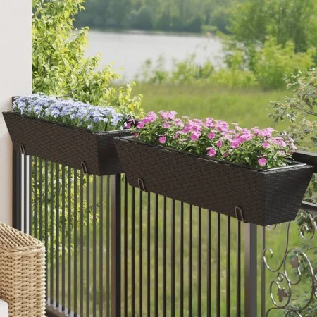 Blumenkästen mit Haken, 2 Stück, schwarzes Kunststoff-Rattan. von , Töpfe und Pflanzgefäße - Ref: Foro24-366404, Preis: 82,90...