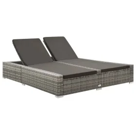 Tumbona doble de ratán sintético gris de vidaXL, Camas para exteriores - Ref: Foro24-312155, Precio: 356,84 €, Descuento: %