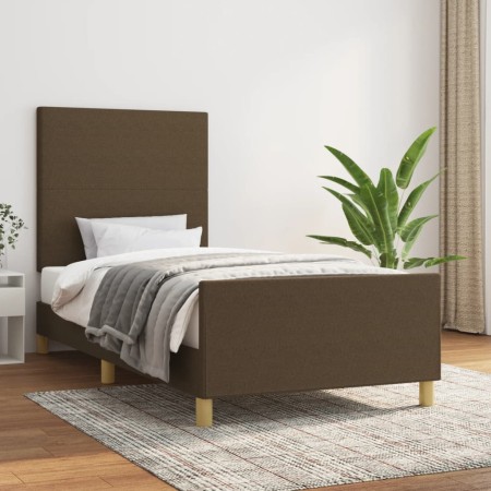 Estructura de cama sin colchón tela marrón oscuro 80x200 cm