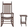 Schaukelstuhl mit klappbarem Tisch aus massivem braunem Pappelholz. von , Schaukelstühle - Ref: Foro24-3281256, Preis: 168,18...