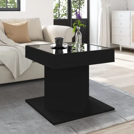 Mesa de centro con luz LED madera ingeniería negra 50x50x45 cm by , Coffee table - Ref: Foro24-847561, Price: 96,12 €, Discou...