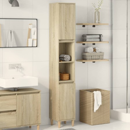 Armario de baño madera contrachapada roble Sonoma 30x30x190 cm by , bathroom vanities - Ref: Foro24-849657, Price: 79,41 €, D...