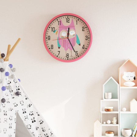 Reloj de pared poliestireno y cristal rosa Ø25,5 cm by , Wall clocks - Ref: Foro24-4008399, Price: 12,10 €, Discount: %