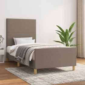 Estructura de cama sin colchón tela gris taupe 90x190 cm Estructura de cama sin colchón tela gris taupe 90x190 cm