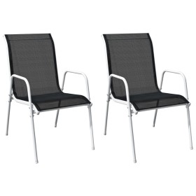 Stapelbare Gartenstühle 2 Einheiten Stahl und schwarzes Textilene von vidaXL, Gartenstühle - Ref: Foro24-313070, Preis: 82,89...