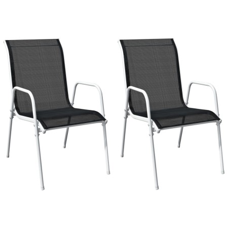 Stackable garden chairs, 2 units, black steel and textilene by vidaXL, Garden chairs - Ref: Foro24-313070, Price: 82,89 €, Di...
