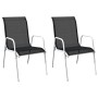 Stackable garden chairs, 2 units, black steel and textilene by vidaXL, Garden chairs - Ref: Foro24-313070, Price: 82,89 €, Di...
