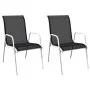 Stackable garden chairs, 2 units, black steel and textilene by vidaXL, Garden chairs - Ref: Foro24-313070, Price: 81,32 €, Di...