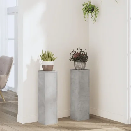 Soportes de plantas 2 uds madera gris hormigón 17x17x60 cm de , Soportes para macetas - Ref: Foro24-852936, Precio: 41,14 €, ...