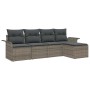Conjunto de sofá de jardín con cojín 5 pcs Gris Poliratán