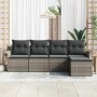 Conjunto de sofá de jardín con cojín 5 pcs Gris Poliratán