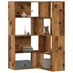 Estantería de esquina 4 niveles madera envejecida 85x85x140 cm